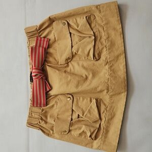 Cynthia Steffe Cargo Linen Blend Mini Skirt with Red Belt Size 10